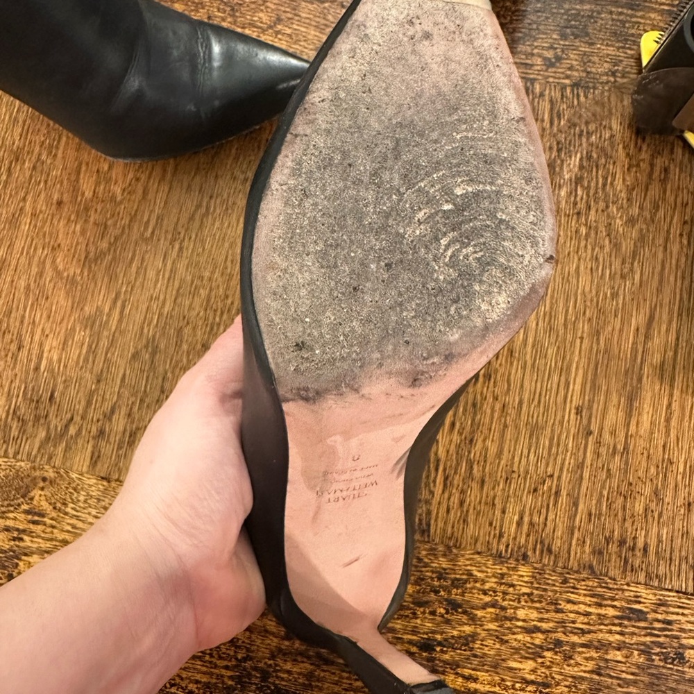 Stuart Weitzman Black Leather Mules - Picture 5 of 9